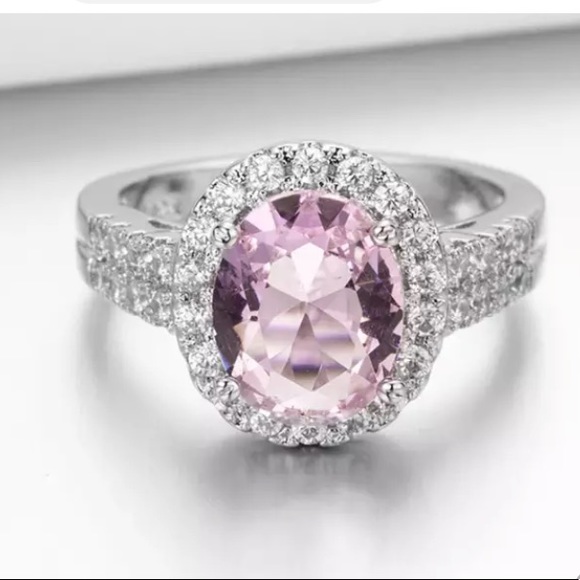 SILVER 925 WITH PINK CRYSTAL RING-Sizes 8 and 9 available - Picture 8 of 9